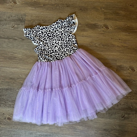 Ruffle Girl. (4XL) Size 10. Adorable Leopard Print and Lavender Tutu Dress - Picture 2 of 6